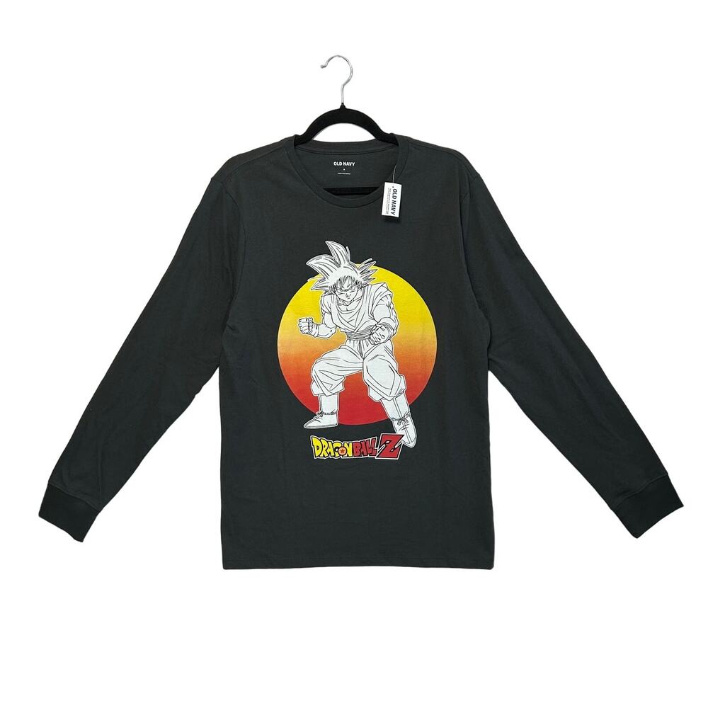 Old Navy Dragonball Z Son Goku Graphic Long Sleeve Tee NWT Mens Sz M Gray Cotton